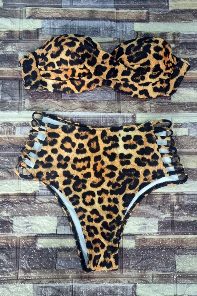 Costum de baie Fenicia, doua piese, Animal print-ghepard - 3 | YEO