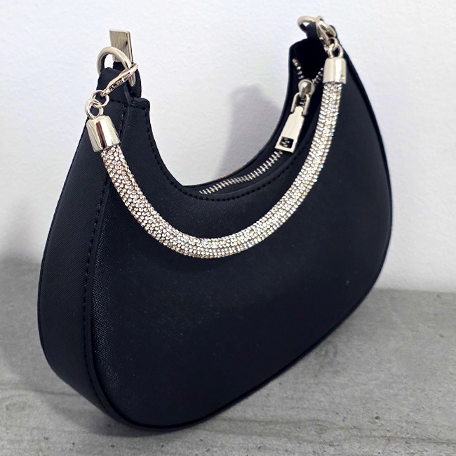 Geanta mini FIZ HOBO, pentru evenimente, cu toarta detasabila, Negru - 1 | YEO