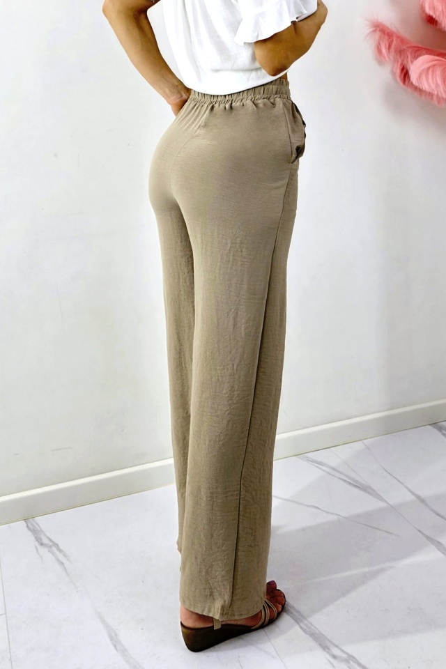 Pantaloni lungi dama, MERON, cu bumbac si banda elastica, BEJ - 1 | YEO