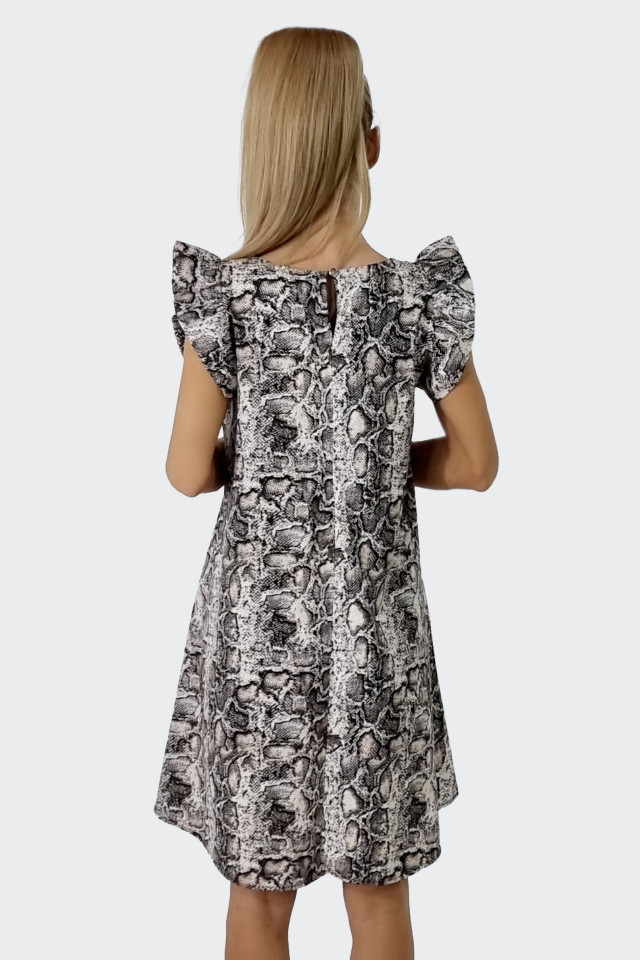 Rochie larga Azzuro, cu umeri bufanti si croiala in A, Snake, Marime S/M/L - 3 | YEO