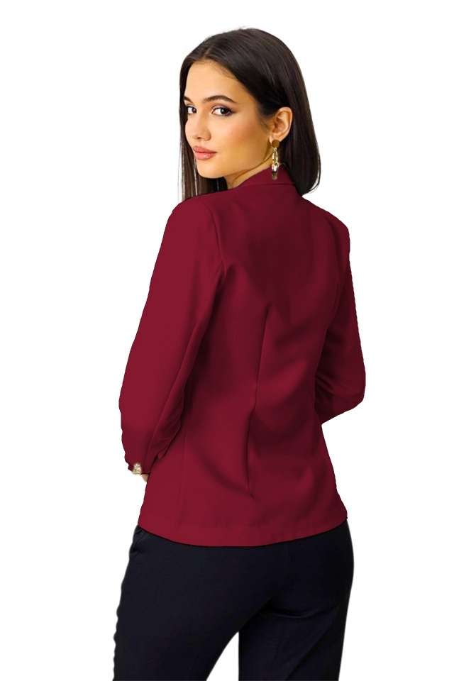Sacou dama Zayre, cu butoni si buzunare decorative, Visiniu, Marime S/M - 1 | YEO