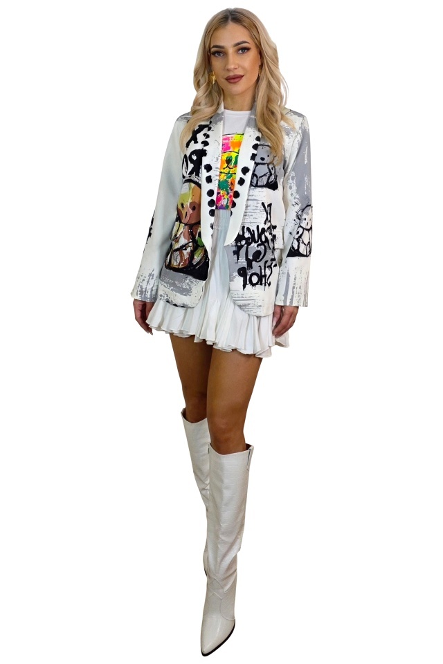 Sacou de zi GRAFFITI, cu imprimeu pop-art, Go To Shop, Marime S/M