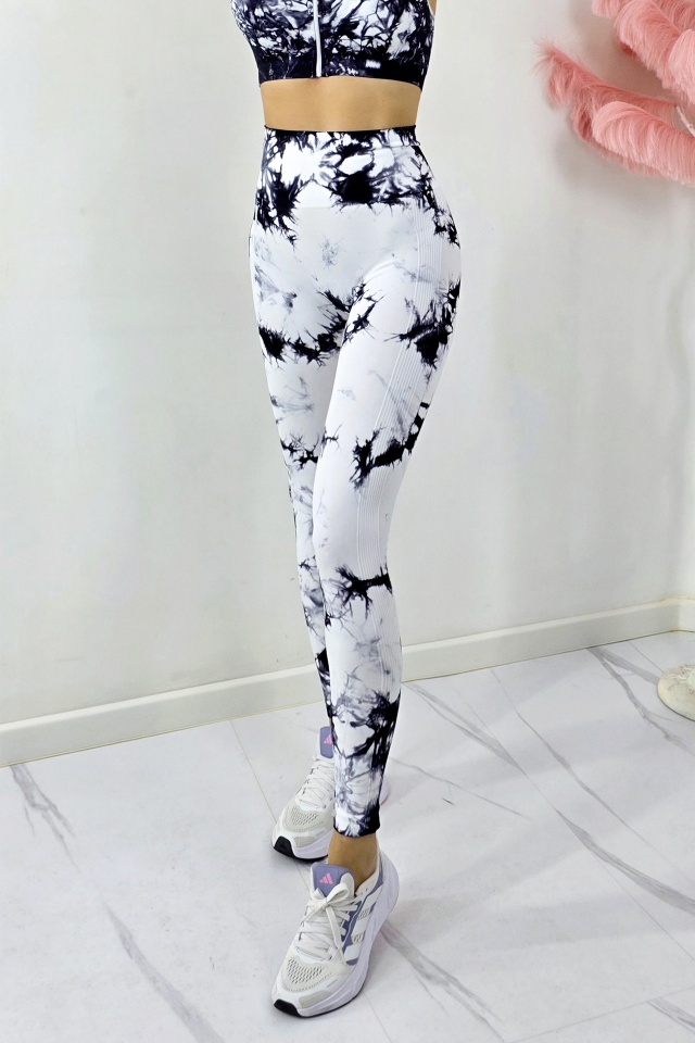 Colanti fitness cu nervuri, Kabyn, push up si banda modelatoare, ALB Fussion - 3 | YEO