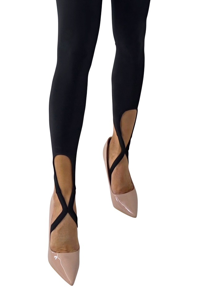 Colanti modelatori BAMBI, cu barete incrucisate la glezna, Negru