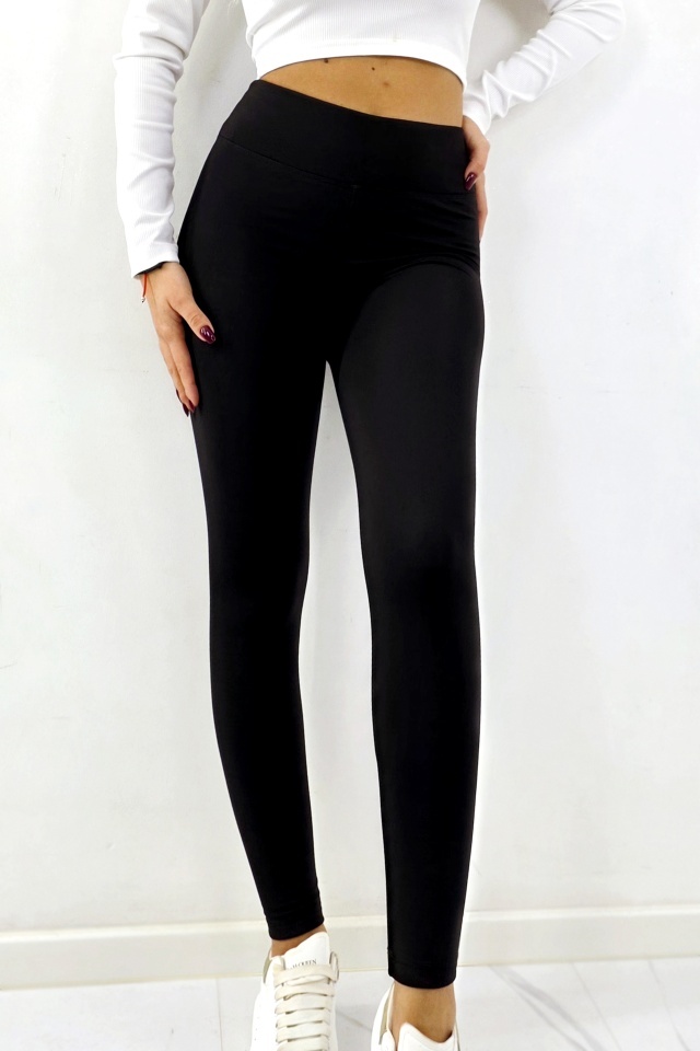 Colanti vatuiti, cu talie inalta si buzunar ascuns, spate OISO FIT, Negru