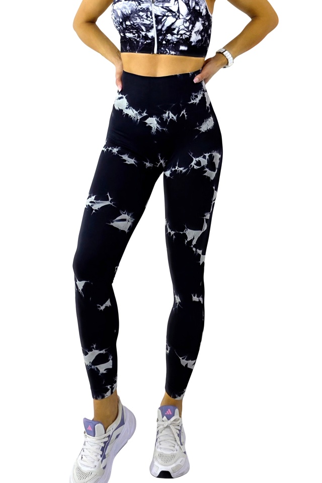 Colanti yoga cu nervuri, Kabyn, push up si banda modelatoare, Negru Fussion