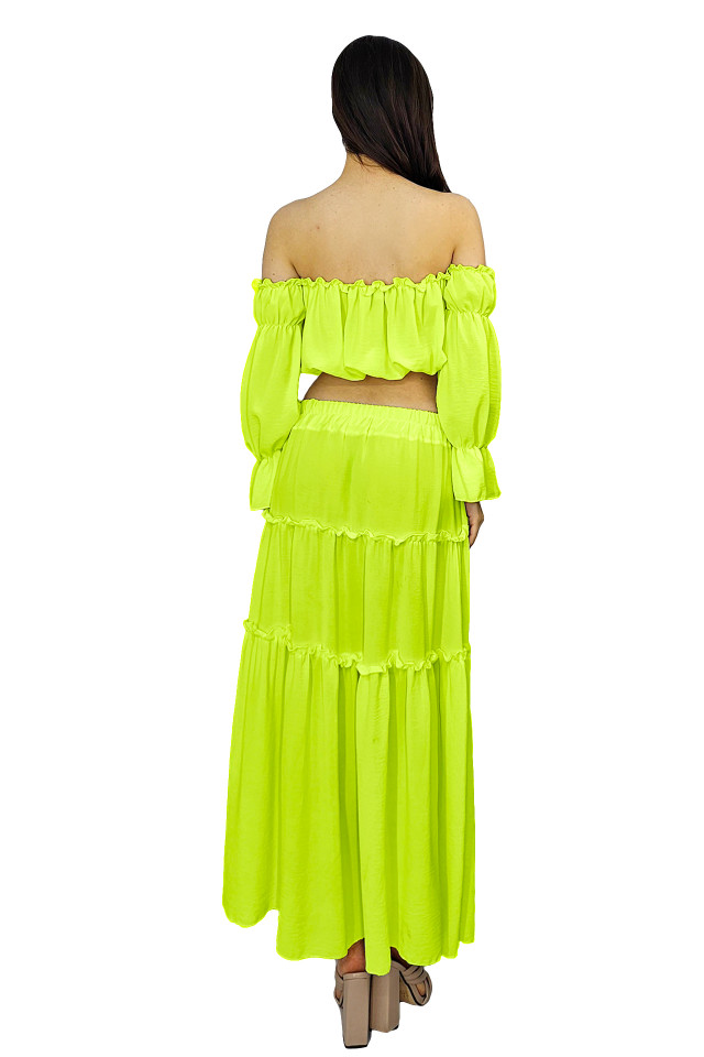 Compleu Berna fusta si camasa, Verde Lime, Masura S/M - 4 | YEO