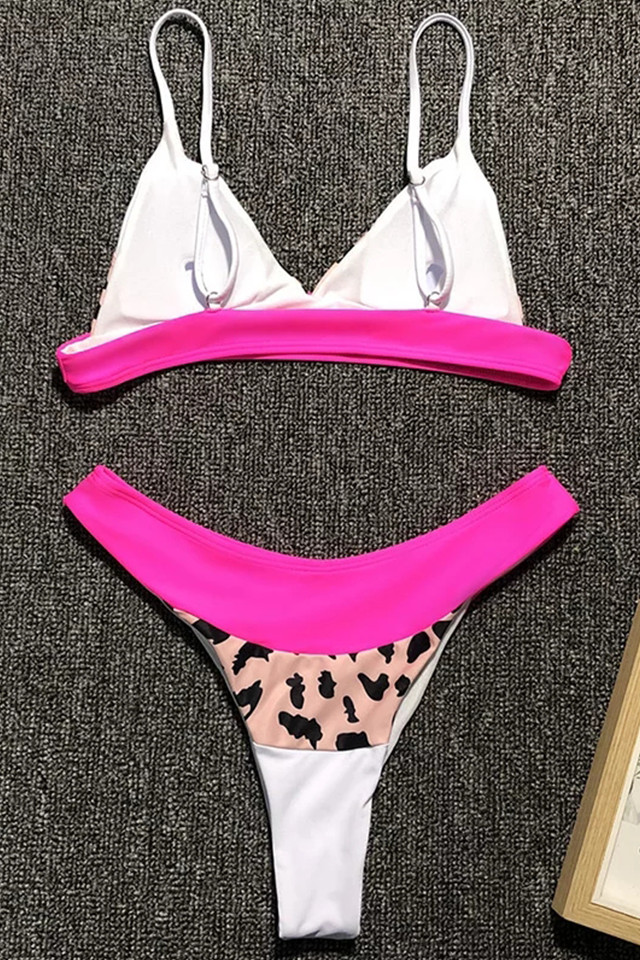 Costum de baie, doua piese, Isabelle, roz-leopard - 4 | YEO