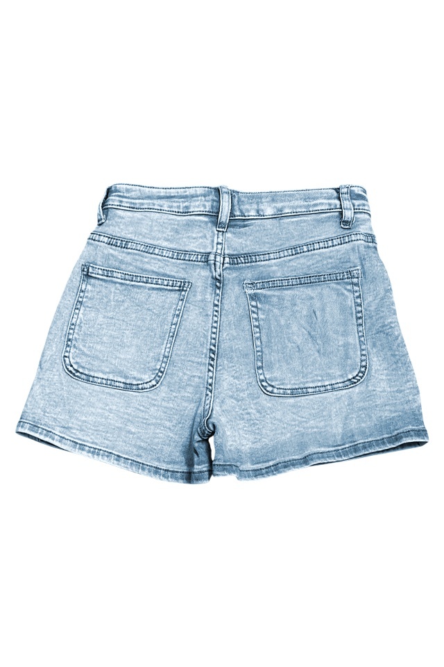 Fusta pantaloni scurti, denim SORELL, cu buzunare si nasturi, Albastru deschis - 2 | YEO