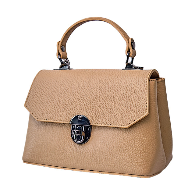 Geanta eleganta, GlamourGrip, din piele naturala, de tip business si curea detasabila, Crem