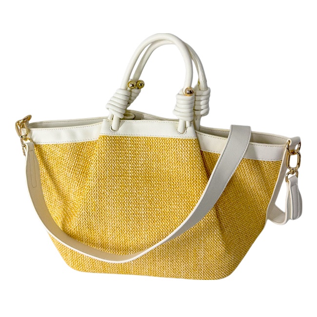 Geanta plaja tip shopper, LiLo, cu bareta detasabila si capsa magnetica, Alb - 3 | YEO