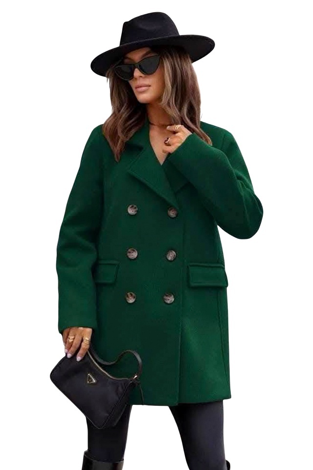 Palton de dama Adriana, cu nasturi si buzunare decorative, Verde, OneSize S/M/L/XL