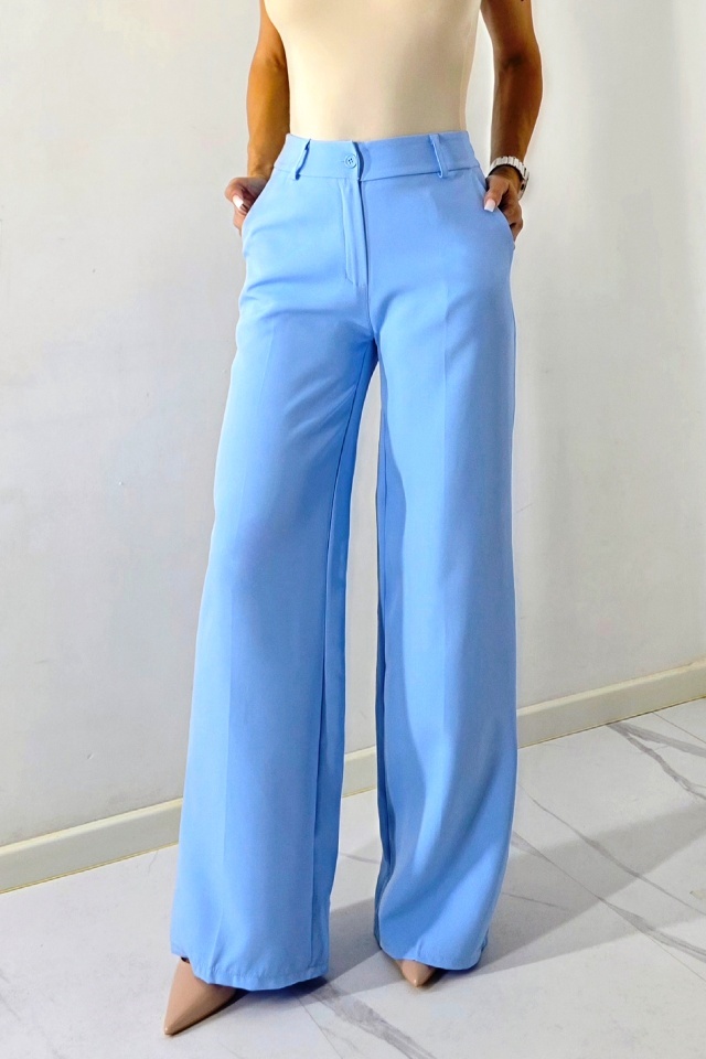 Pantaloni eleganti de dama AVIA, wide leg, cu buzunare, Albastru Baby Blue - 2 | YEO