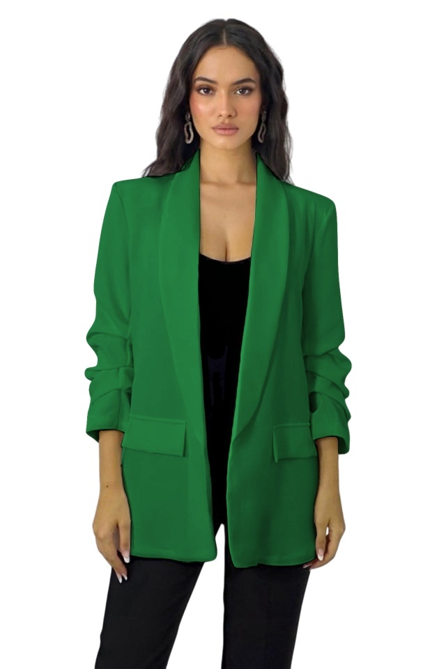 Sacou cu maneca incretita Alessia si buzunare decorative, Verde deschis, Marime S/M - 2 | YEO