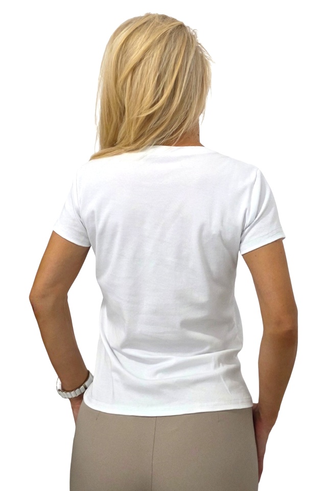 Tricou bumbac NOREA, cu paiete, MIRACLE Alb - 1 | YEO