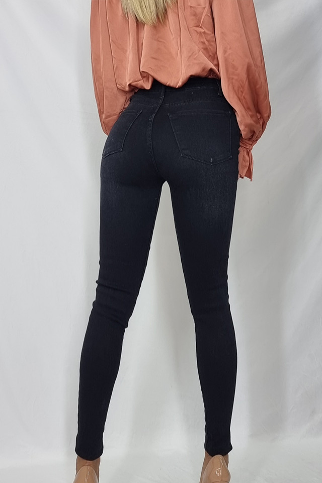 Blugi dama skinny Chiara, cu efect de push up, Negru - 4 | YEO