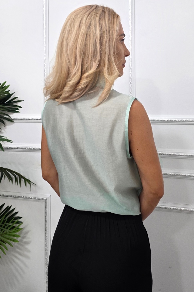 Camasa office cu volanase, din lyocell NIVA, Verde Menta, Marime S/M - 1 | YEO