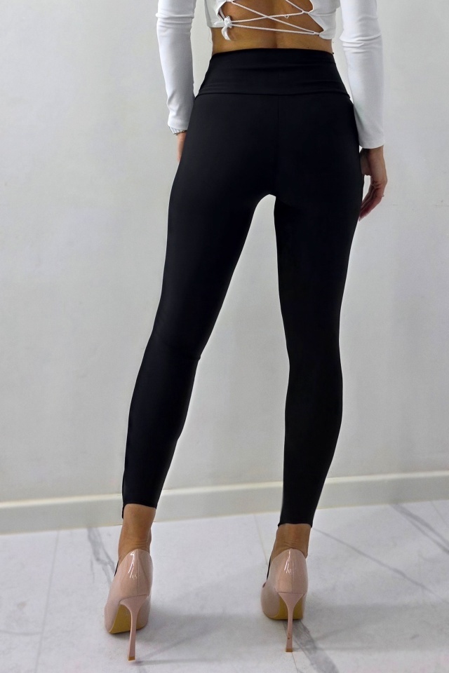 Colanti modelatori BAMBI, cu barete incrucisate la glezna, Negru