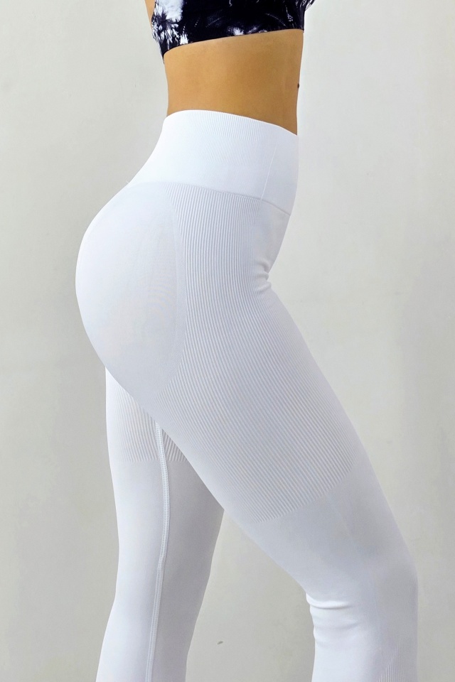 Colanti yoga LYMON, cu banda modelatoare si push up, ALB - 3 | YEO