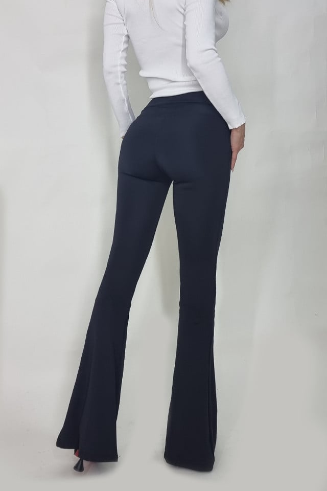 Pantaloni evazati Cristina, cu talie inalta, negru - 3 | YEO