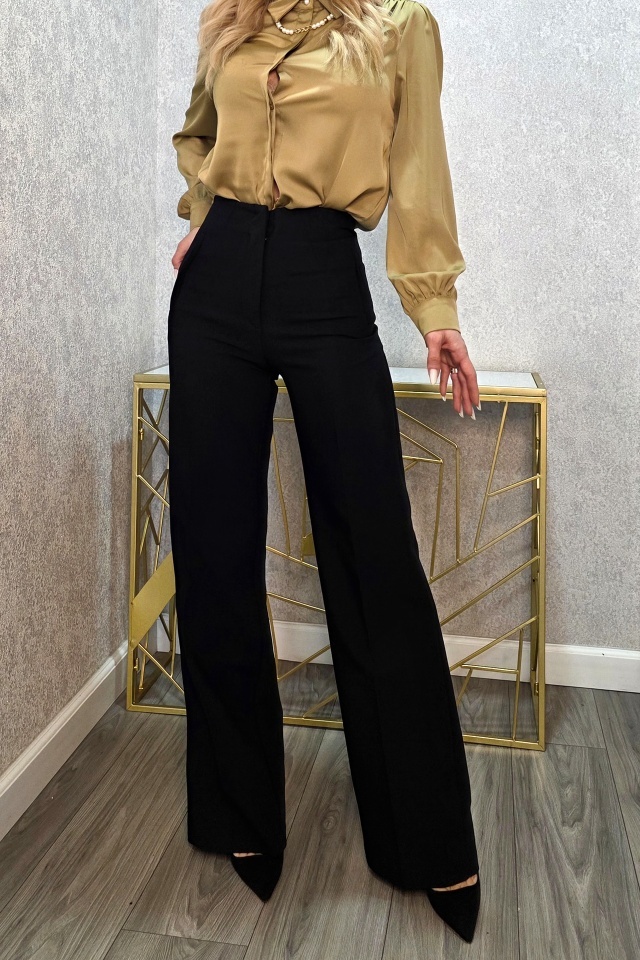 Pantaloni office RAVELLO, croiala lejera si buzunare decorative, Negru