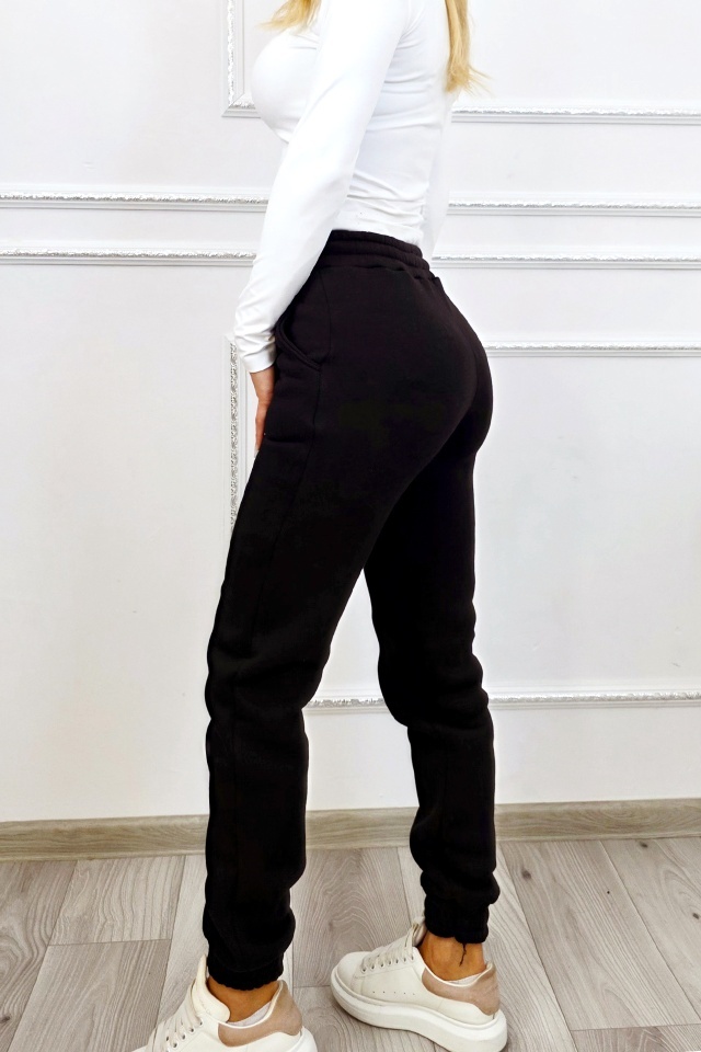 Pantaloni vatuiti RYLEX, cu snur in talie si banda elastica, Negru - 3 | YEO