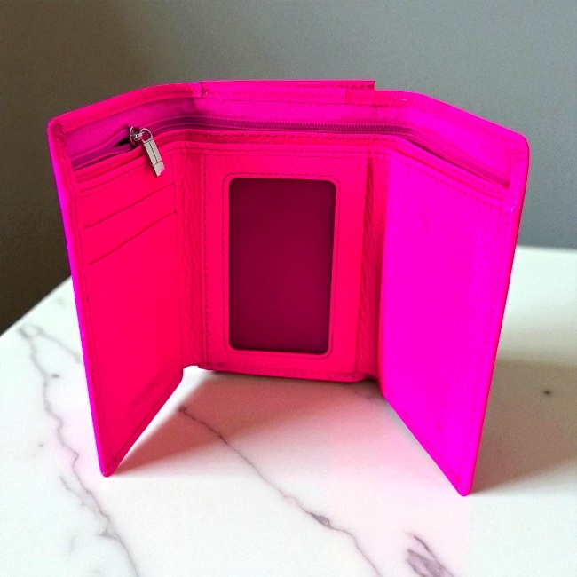 Portofel dama Hassion, piele naturala si deschidere tripla, Fucsia - 2 | YEO
