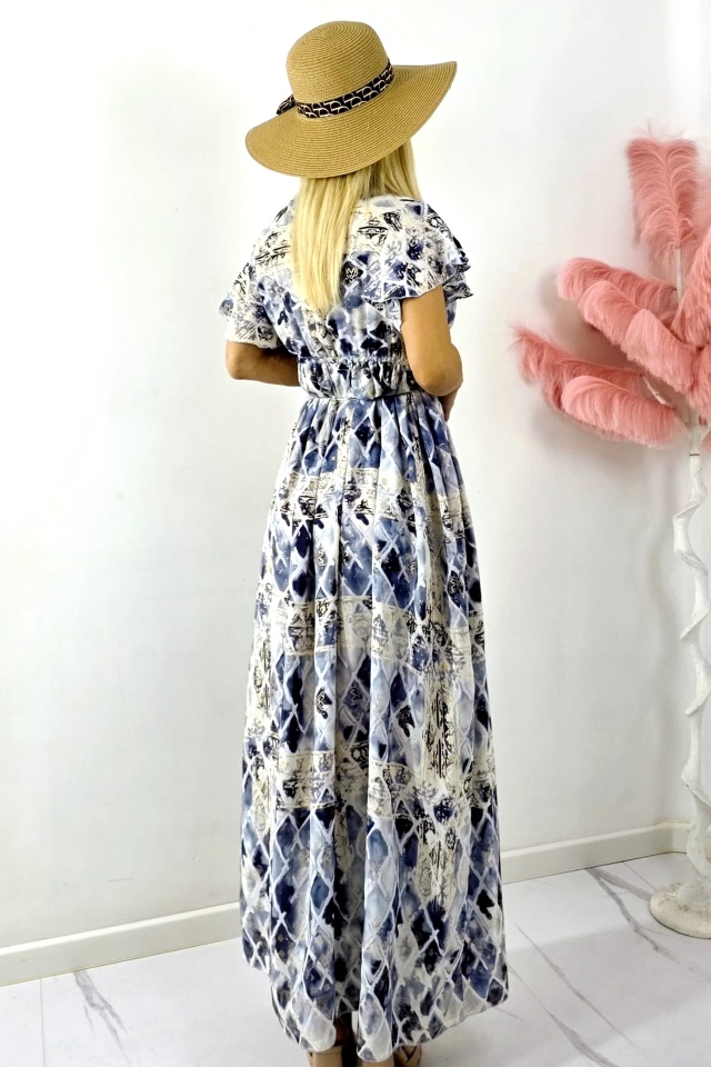Rochie lunga ISHANI, cu aspect matasos si ciucuri decorativi, Gri, Marime S/M/L