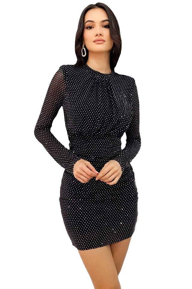 Rochie mulata de seara SheLLA, cu paiete si tull, Argintiu, Marime S/M