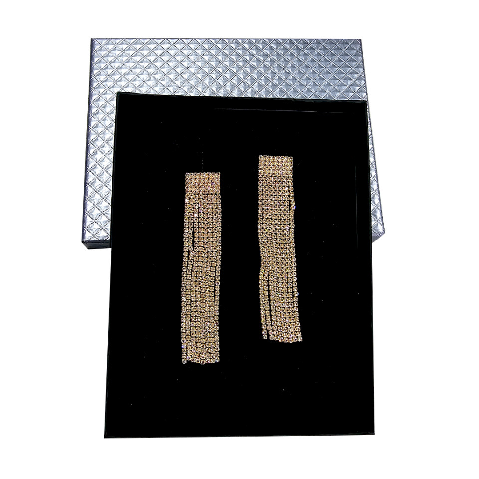 Cercei lungi, eleganti, Rina, cu opt siruri de pietre semipretioase, Auriu