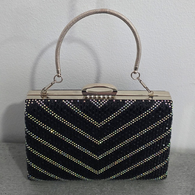 Clutch de umar SUN POP, cu strasuri multicolore, Negru - 3 | YEO