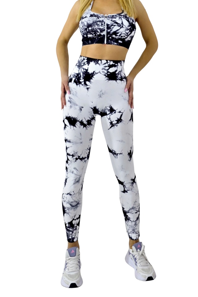 Colanti fitness cu nervuri, Kabyn, push up si banda modelatoare, ALB Fussion