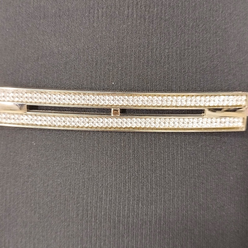Curea subtire, elastica, cu panouri din cristale MireLL, ParaLLeL Gold - 2 | YEO