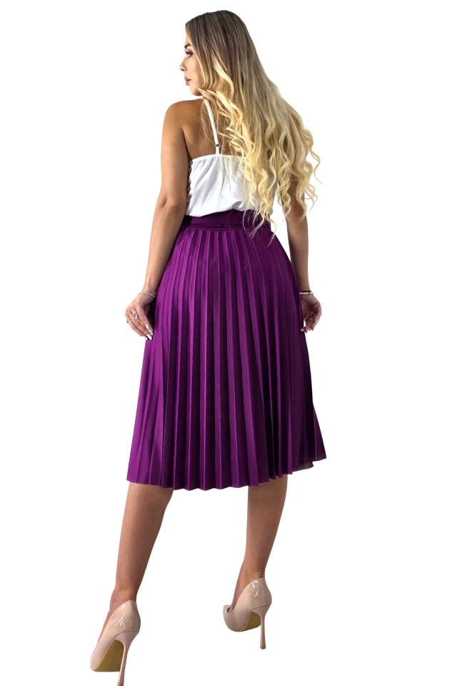 Fusta plisata Carmen si curea de aceeasi culoare inclusa, MOV, Marime S/M