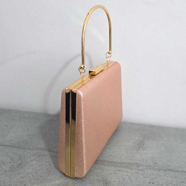 Geanta de ocazie, SYLVI, tip clutch, cu lant detasabil auriu si piele ecologica, ROZE - 1 | YEO