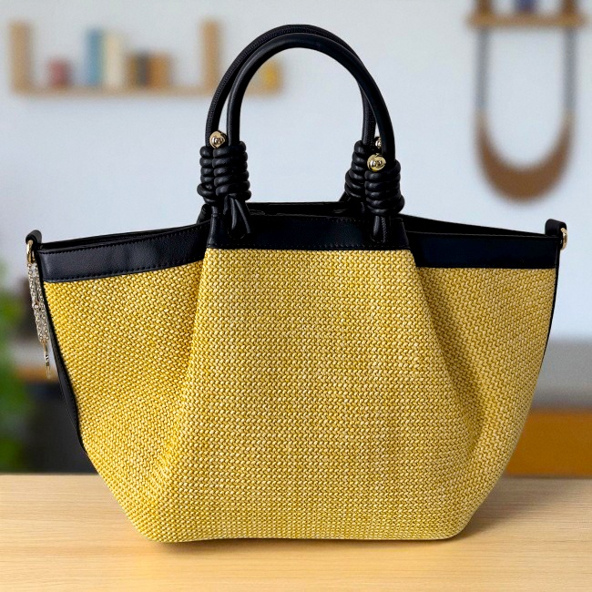 Geanta plaja tip shopper, LiLo, cu bareta detasabila si capsa magnetica, Negru