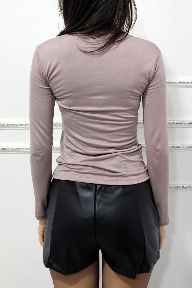 Maleta subtire de dama Lady Liza, cu guler inalt, Cappuccino