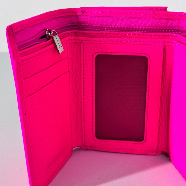Portofel dama Hassion, piele naturala si deschidere tripla, Fucsia - 3 | YEO