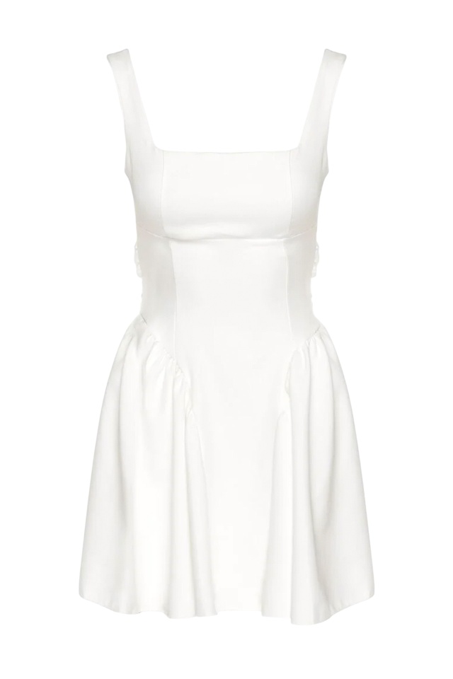 Rochie lejera de zi MARA, croiala babydoll si funda, ALB, Marime S/M/L