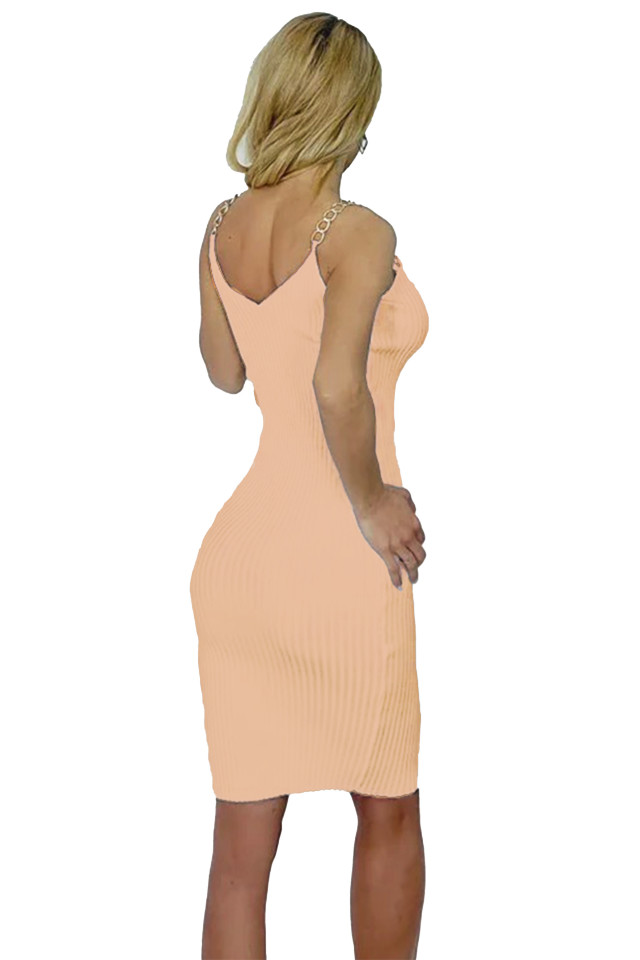 Rochie mulata Sofy, cu bretele din lant, Crem, Marime S/M - 1 | YEO
