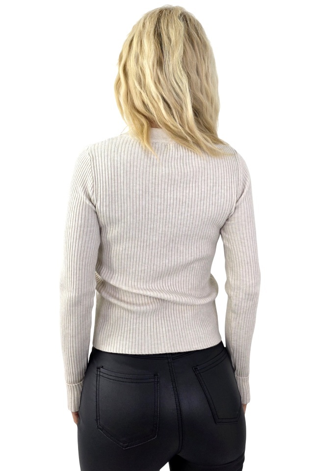 Bluza decupata Heart NOLA, cu butoni aurii, Alb Latte