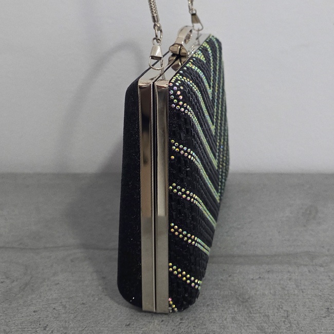 Clutch de umar SUN POP, cu strasuri multicolore, Negru - 4 | YEO