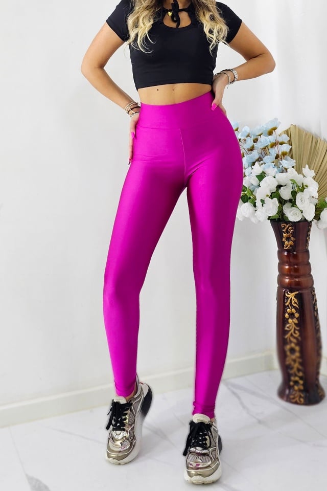 Colanti Lycra Taylor, cu aspect metalizat, Fucsia