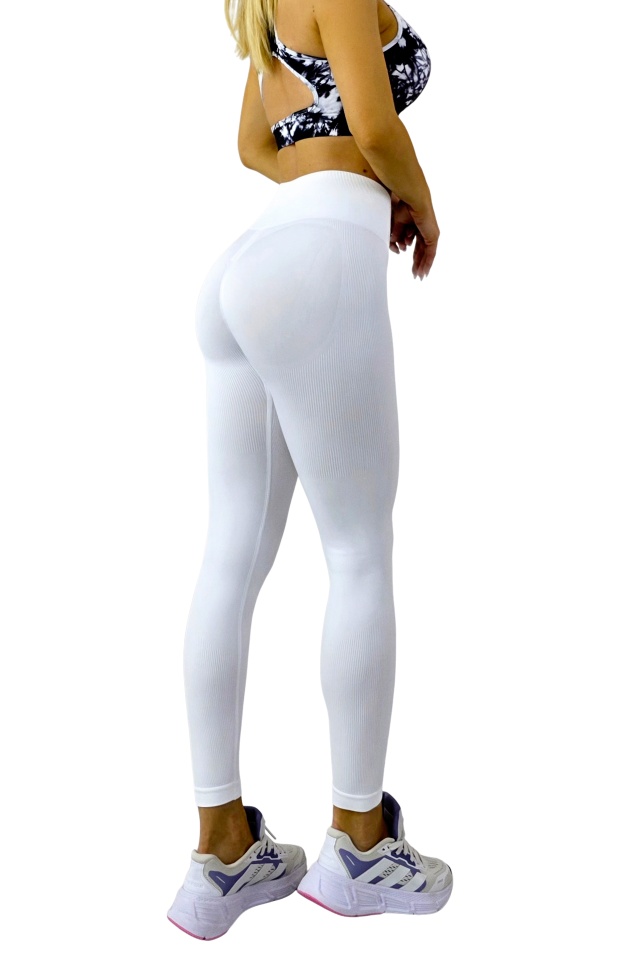 Colanti yoga LYMON, cu banda modelatoare si push up, ALB