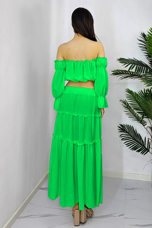 Compleu Berna fusta si camasa, Verde, Masura S/M - 2 | YEO