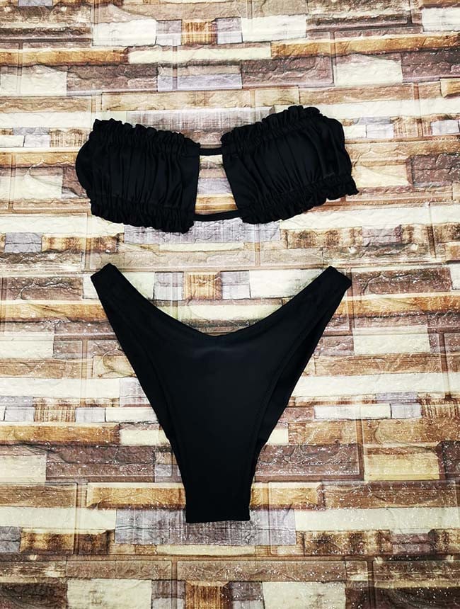 Costum de baie Cuba, cu trei piese, negru - 4 | YEO