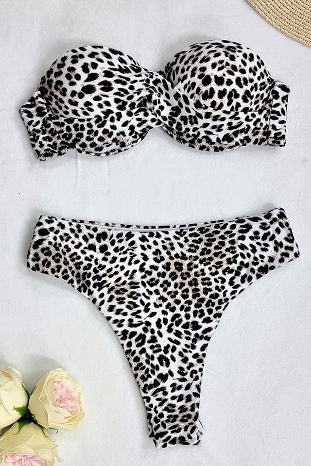 Costum de baie doua piese Savannah, animal print White leopard - 1 | YEO