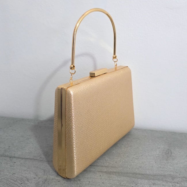 Geanta de ocazie, SYLVI, tip clutch, cu lant detasabil auriu si piele ecologica, GOLD - 1 | YEO