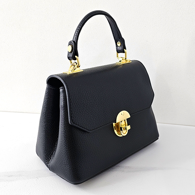 Geanta eleganta, Glamour Style, din piele naturala, business si curea detasabila, Negru