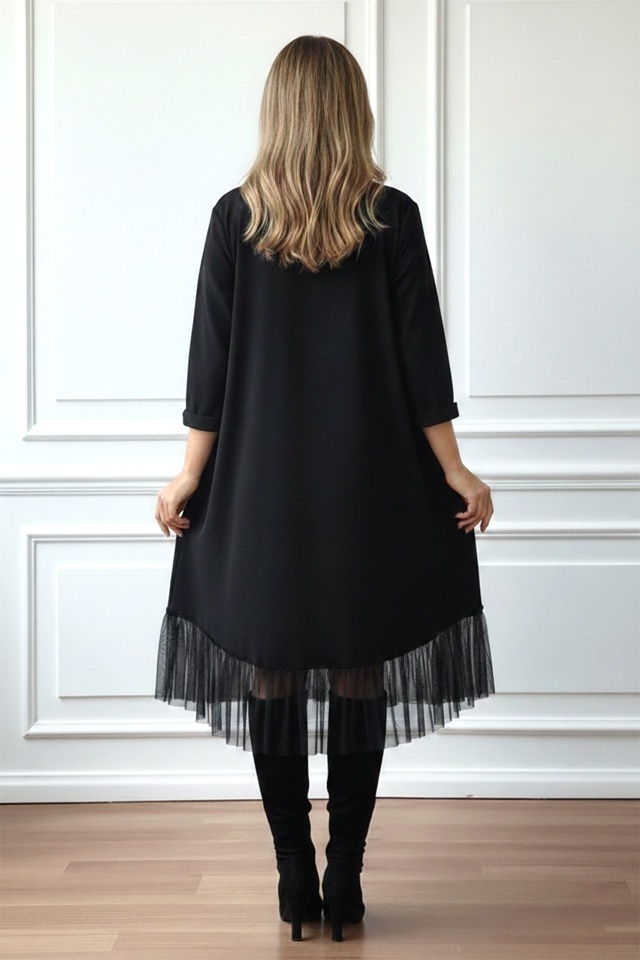 Rochie de zi Arty Fiora, cu tull si croi oversize, Cosmic Butterfly, Marime S/M/L